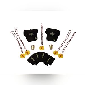 '26 Fireball Flaming Apple Shot Cup x Mardi Gras Bead x Koozie x Hat 16pc Set